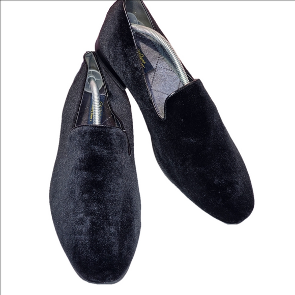 La Milano Black Velvet Loafers, Men's Size 11 EEE